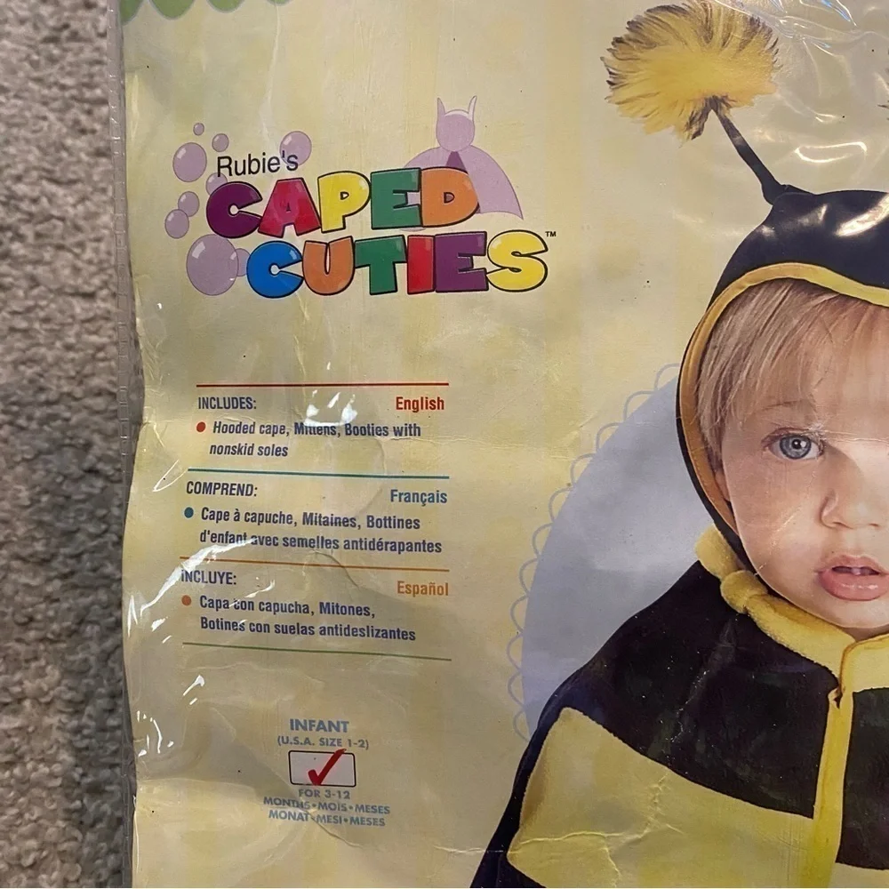 Caped Cuties Bumblebee Cape Costume Sz 1-2 Baby Black Yellow Halloween